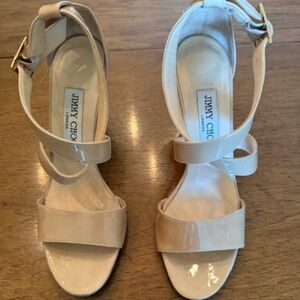 Jimmy  Choo Lucia Patent Leather Wedge Platform Sandal